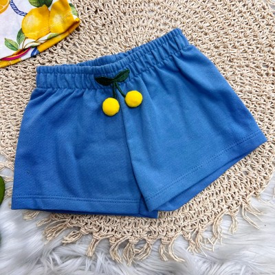 Conj. Batinha Limões e Short com Pompom - Off White e Amarelo